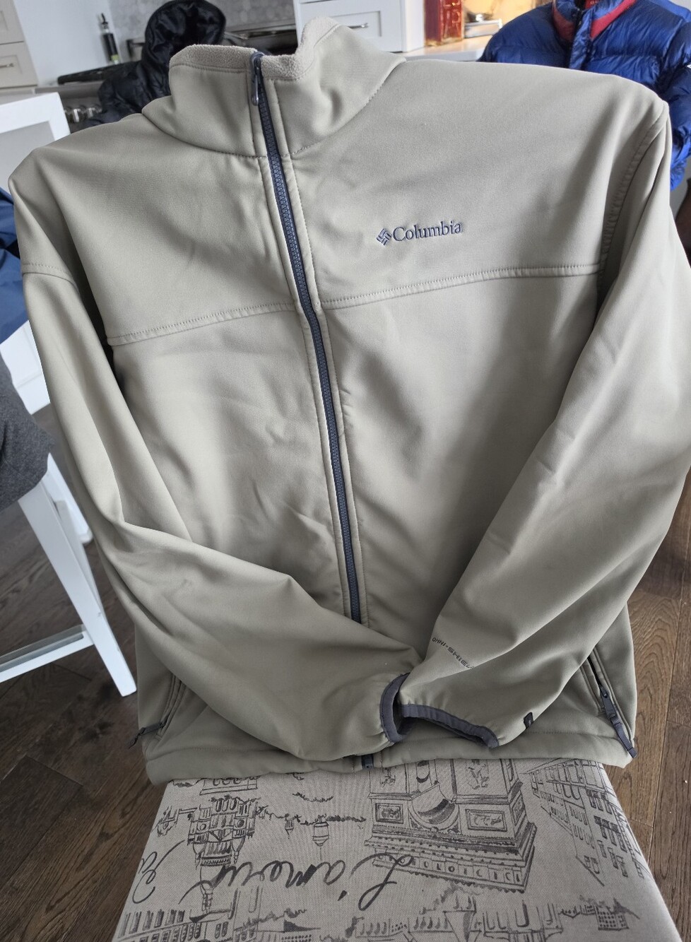 Columbia Tan Softshell Jacket with Gray Trim